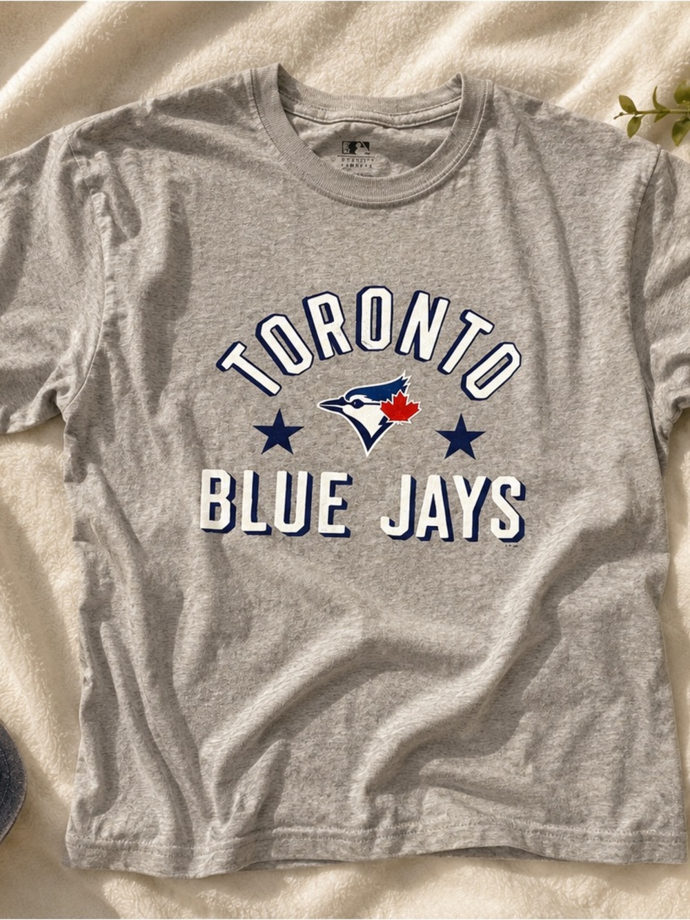 MLB Gray Crewneck Tee with Subtle Logo Print